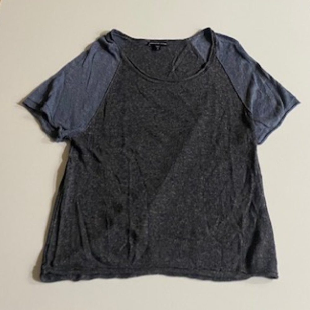 James Perse Two Toned Blue Short Sleeve Top Womens Size Medium